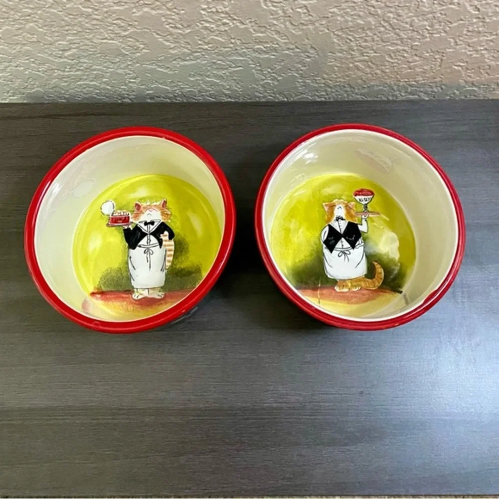 Tracey Flickenger Certified International Cat Meow Chow Bowls